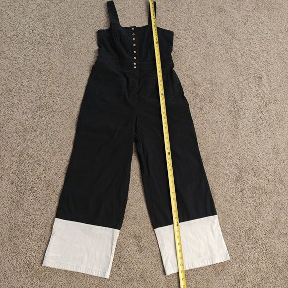 Anthropologie Maeve Jumpsuit Women's 10 Colette Linen Cropped Wide-Leg Overalls - Picture 11 of 15